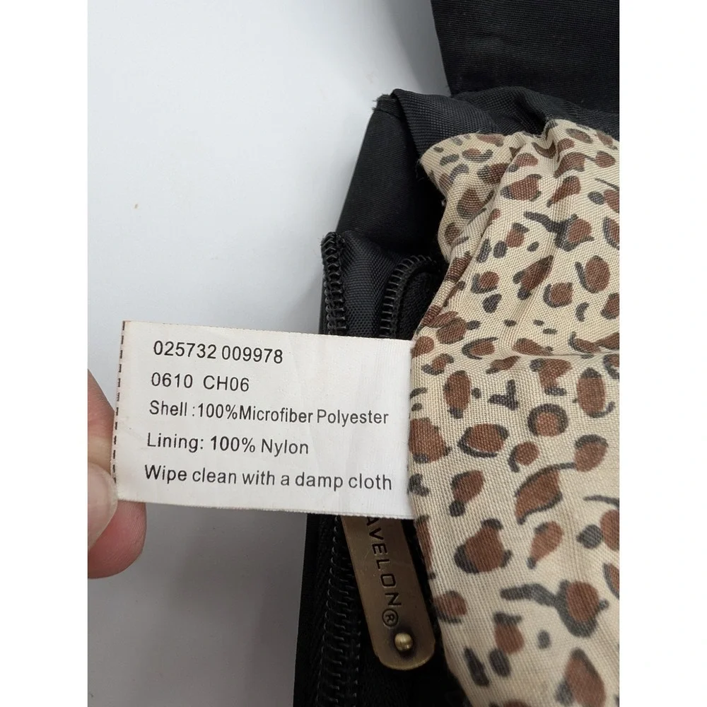 Travelon‎ Anti-Theft Black Crossbody Travel Bag RFID Organizer Leopard Lining